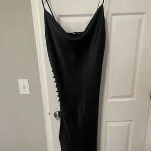 Zara Charcoal Gray Satin Dress